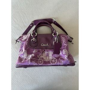 Coach Purse Purple Classic Horse and Carriage  Print